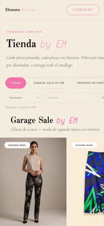 O catálogo da loja no telemóvel