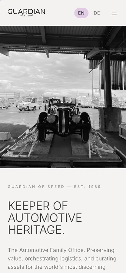La web de Guardian of Speed en el celular