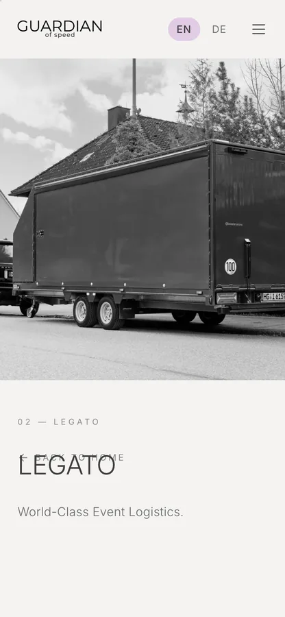 La página de Legato en el celular