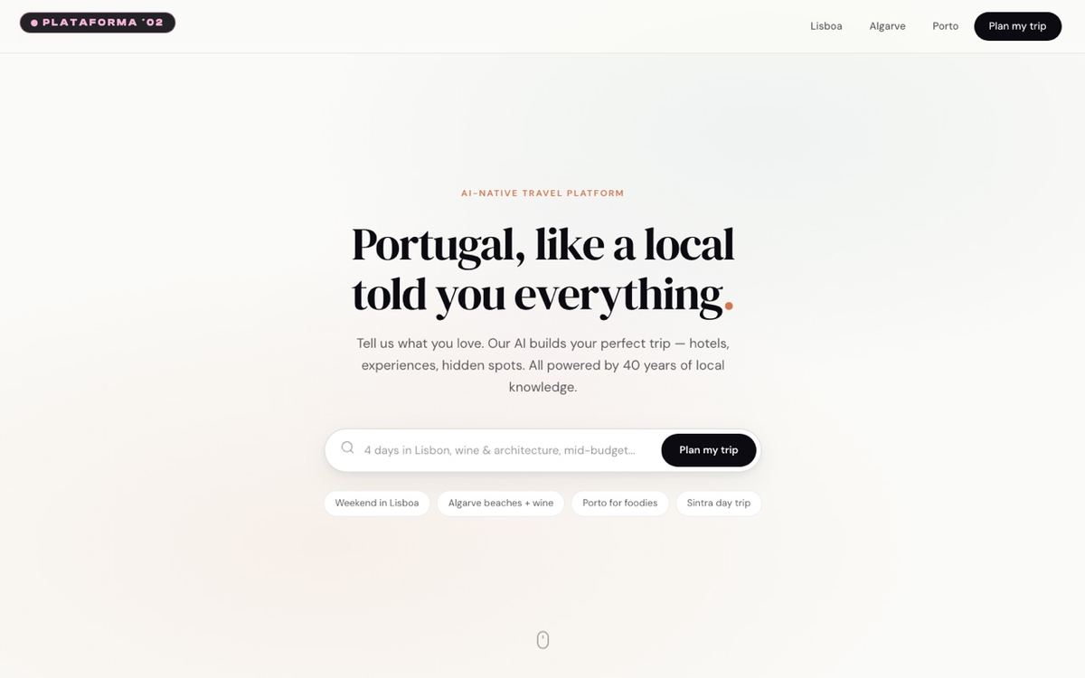 Plataforma de turismo